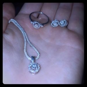 Dimond and Silver jewelry set